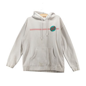 Santa Cruz Skateboards Mens Hoodie White Large Pullover Long Sleeve Drawstring